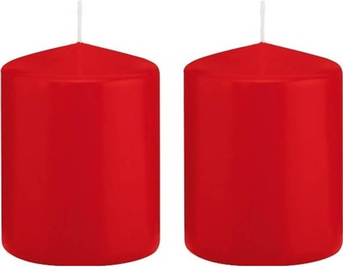 Shoppartners 2x Kaarsen Rood 6 X 8 Cm 29 Branduren Sfeerkaarsen - Stompkaarsen