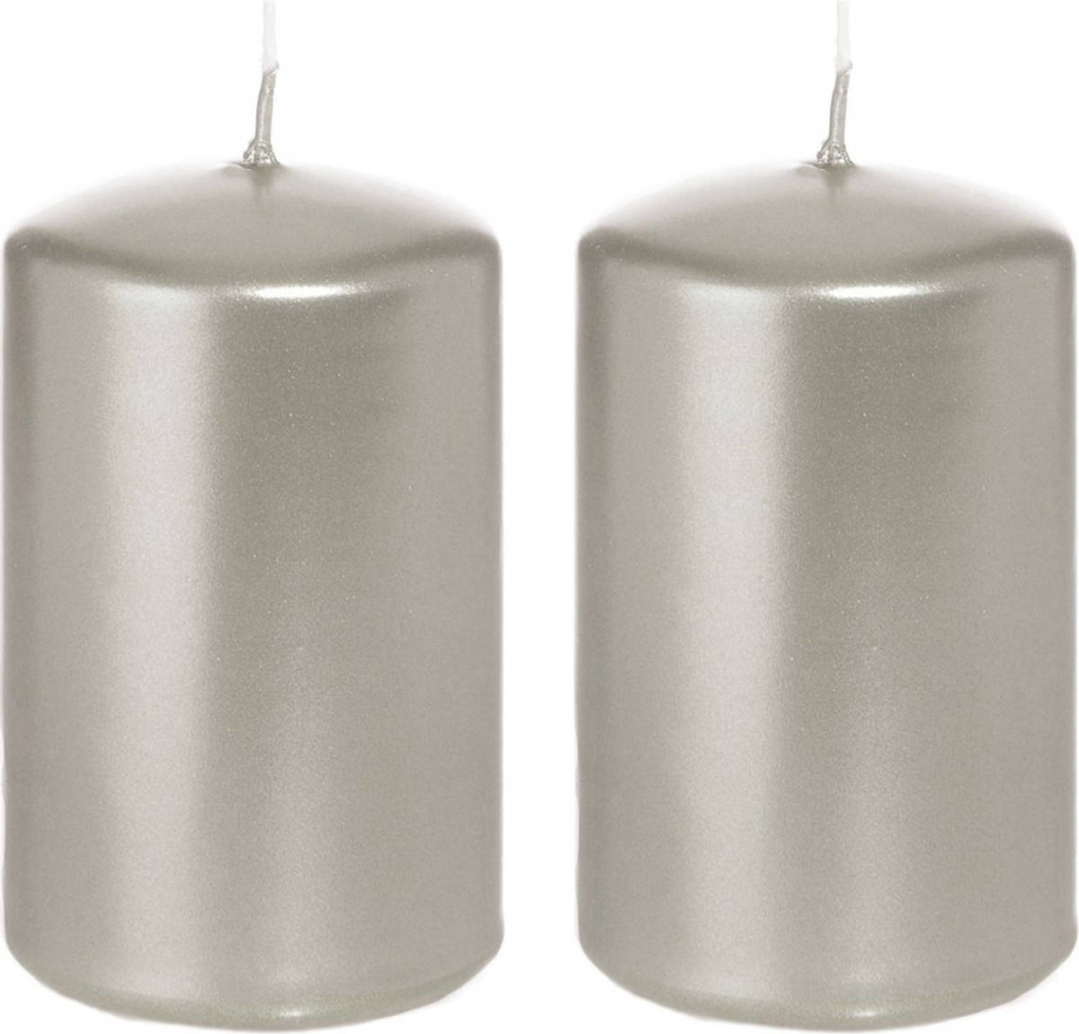 Shoppartners 2x Kaarsen Zilver 5 X 8 Cm 18 Branduren Sfeerkaarsen - Stompkaarsen