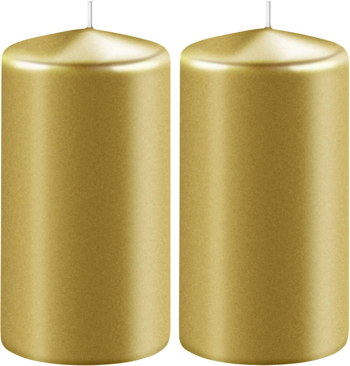 Shoppartners 2x Kaarsen Metallic Goud 6 X 10 Cm 36 Branduren Sfeerkaarsen - Stompkaarsen