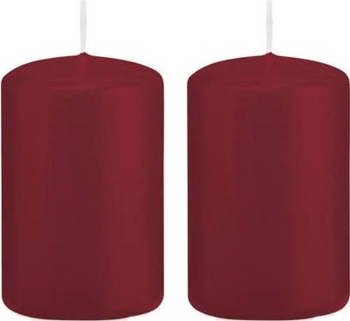 Shoppartners 2x Kaarsen Bordeauxrood 5 X 8 Cm 18 Branduren Sfeerkaarsen - Stompkaarsen