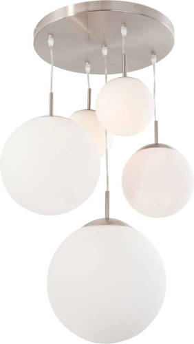 Lamponline Lightning - Moderne 1581-5 Plaffondlamp 5-l. Glasbollen - Wit