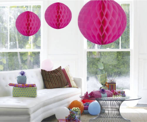 Folat Decoratie Bollen/ballen/honeycombs Fuchsia Roze 50 Cm - Hangdecoratie