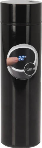 Rvs Warmhoud Thermofles / Isoleerfles Voor Onderweg Metallic Zwart 450 Ml - Thermosflessen