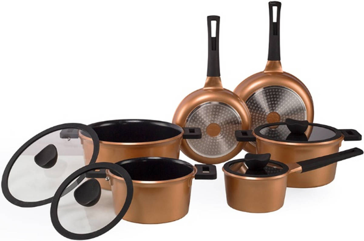 The White Series - 10-delige Keramische Pannenset - Rosé Goud
