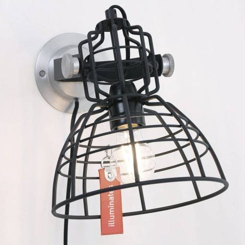 Lamponline Lightning - Industriele An Wandlamp 1-l. 22x24cm - Zwart