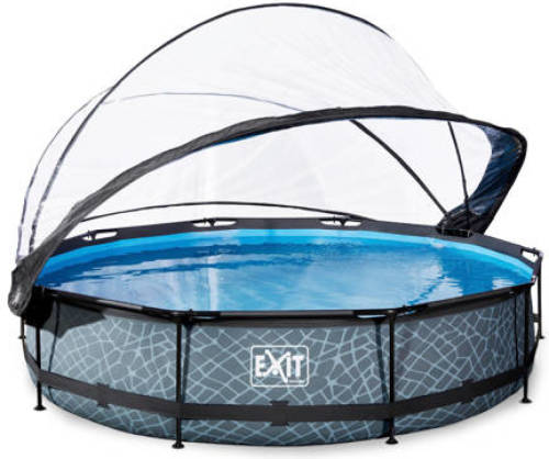 EXIT Toys Exit Stone Zwembad ø360x76cm Met Filterpomp En Overkapping - Grijs
