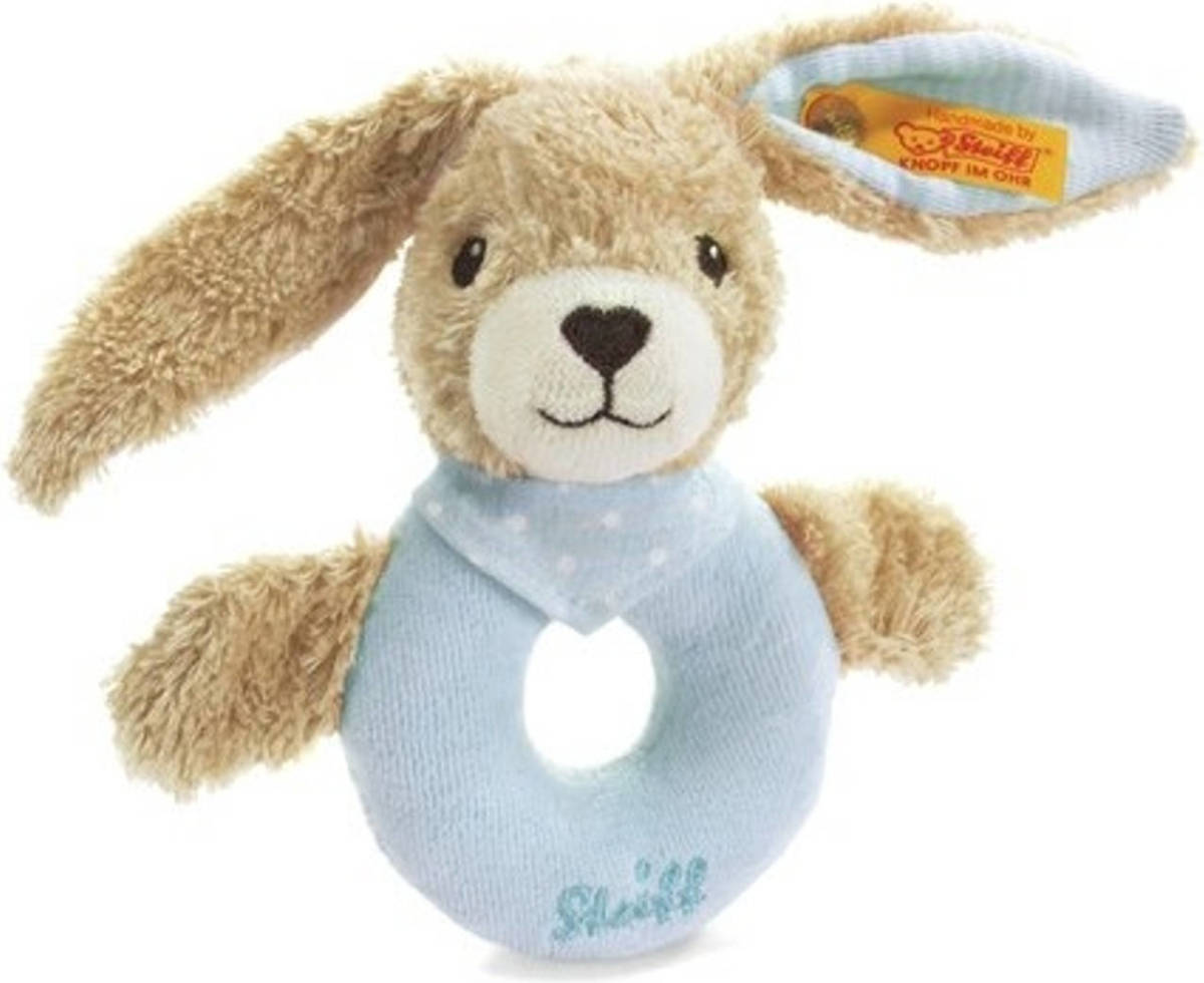 Steiff Grijprammelaar Konijn Hoppel, Blauw
