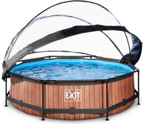EXIT Toys Exit Wood Zwembad ø300x76cm Met Filterpomp En Overkapping - Bruin
