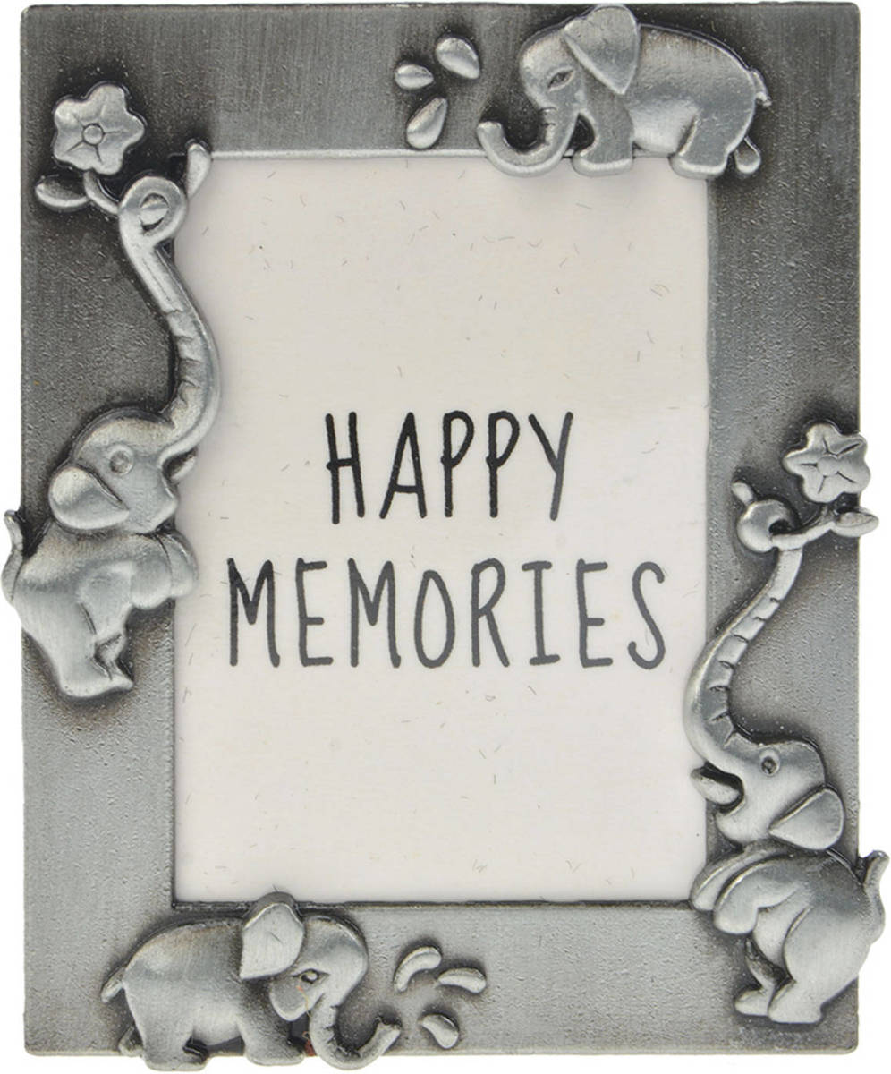Clayre & Eef Melady Fotolijst 4*5 Cm Zilverkleurig Metaal Dieren Wissellijst Foto Frame Pasfoto Zilverkleurig Wissellijst Foto Frame