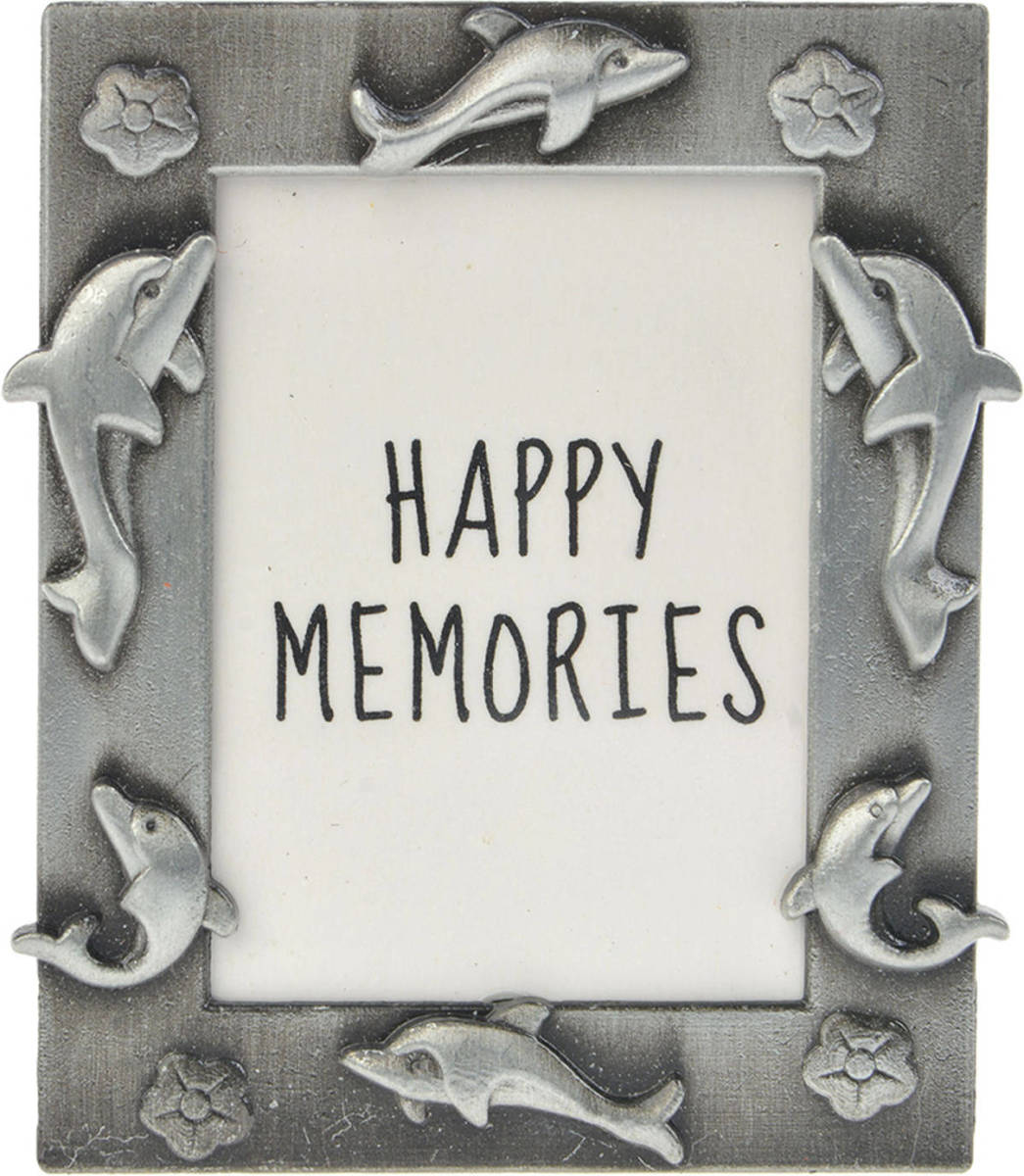 Clayre & Eef Melady Fotolijst 4*5 Cm Zilverkleurig Metaal Dolfijnen Wissellijst Foto Frame Pasfoto Zilverkleurig Wissellijst Foto