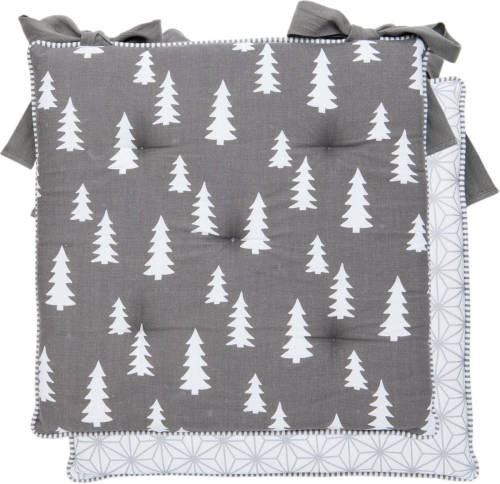 Clayre & Eef Kussen Met Foam 40x40 Cm - Grijs, Wit - Katoen, 100% Katoen