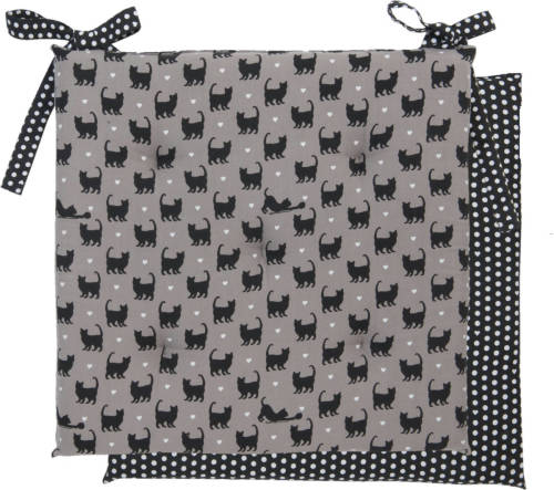 Clayre & Eef Kussen Met Foam 40x40 Cm - Wit, Zwart - Katoen, 100% Katoen