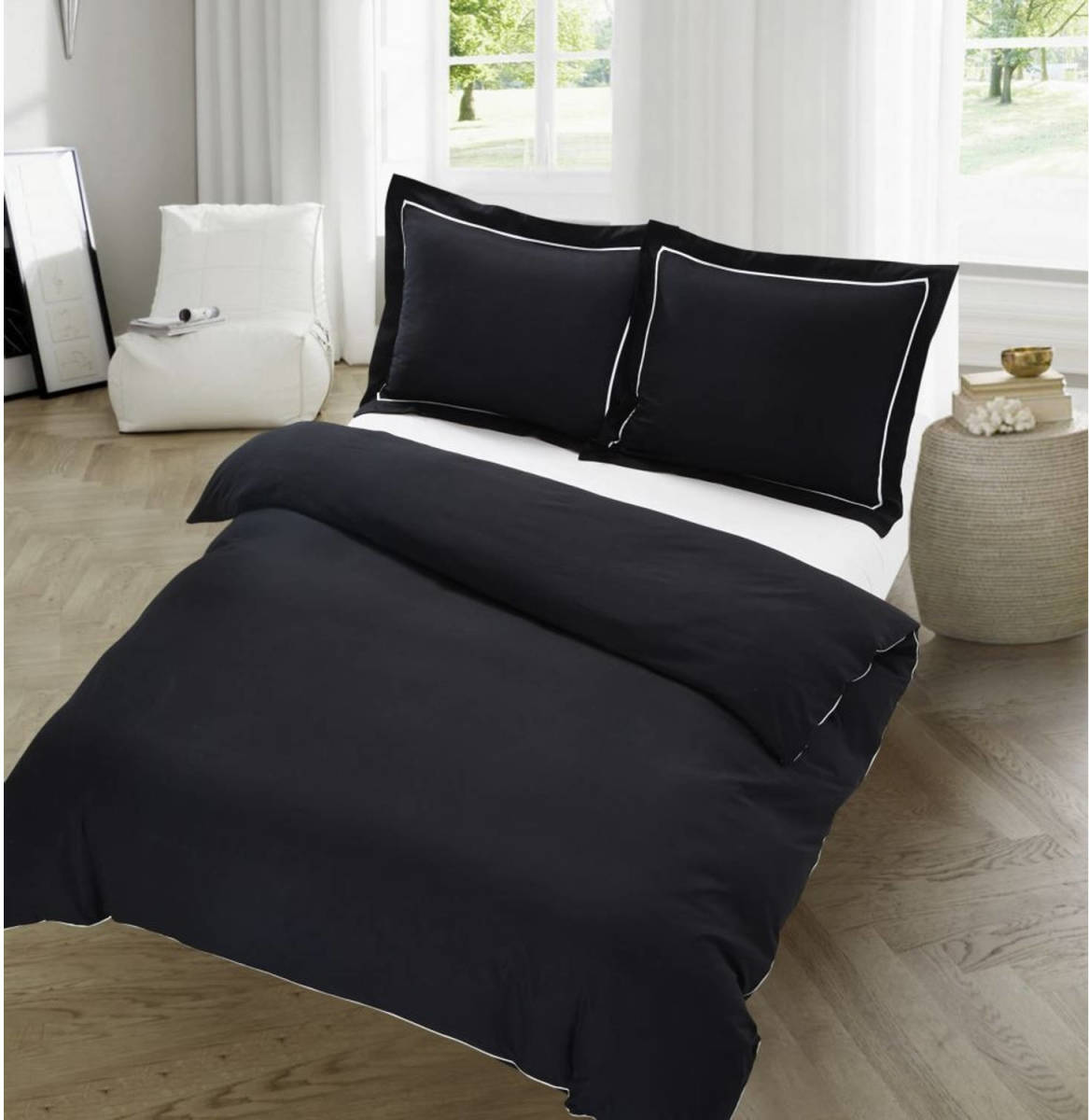 Homeshopping24 Dekbedovertrek Dijon Black-200x200/220