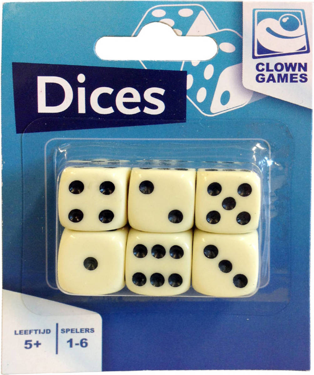 Clown Games Clown Dobbelstenen Op Blisterkaart - 6 Stukjes