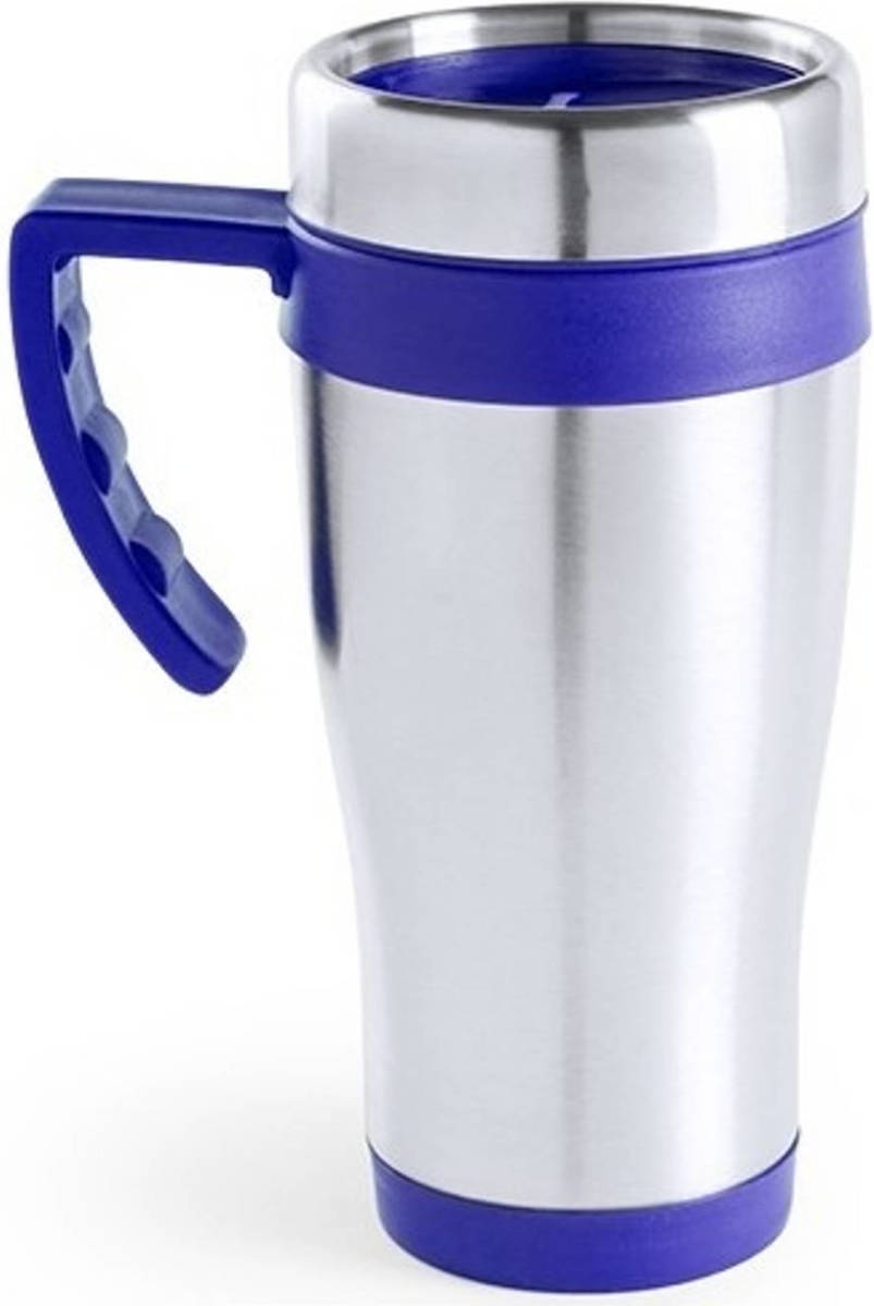 Shoppartners Rvs Thermosbeker/warm Houd Koffiebeker Blauw 500 Ml - Thermosbeker