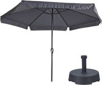 Outdoor Living Parasol Gemini Grijs Ø300 Cm + Inclusief Parasolvoet 25 Kg
