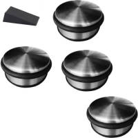 Shoppartners 4x Rvs Deurstopper Rond Incl Deurwig - 4,5 X 11 Cm - 1 Kg - Deurstop