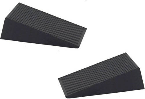 Shoppartners 2x Deurstopper / Deurwig Rubber - Zwart - 16 Mm - Wig
