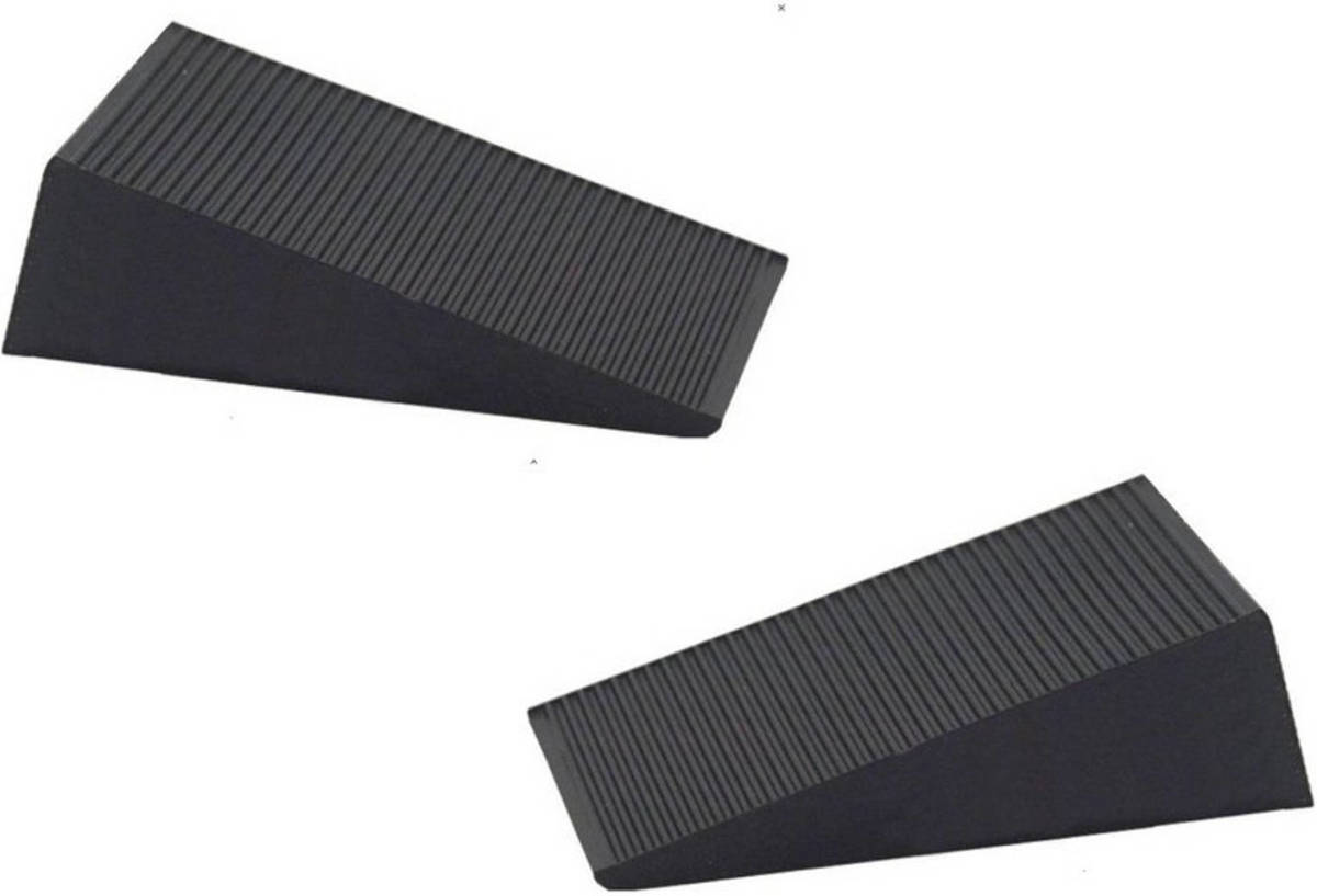 Shoppartners 2x Deurstopper / Deurwig Rubber - Zwart - 16 Mm - Wig