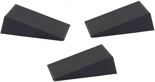 Shoppartners 3x Deurstopper / Deurwig Rubber - Zwart - 16 Mm - Wig
