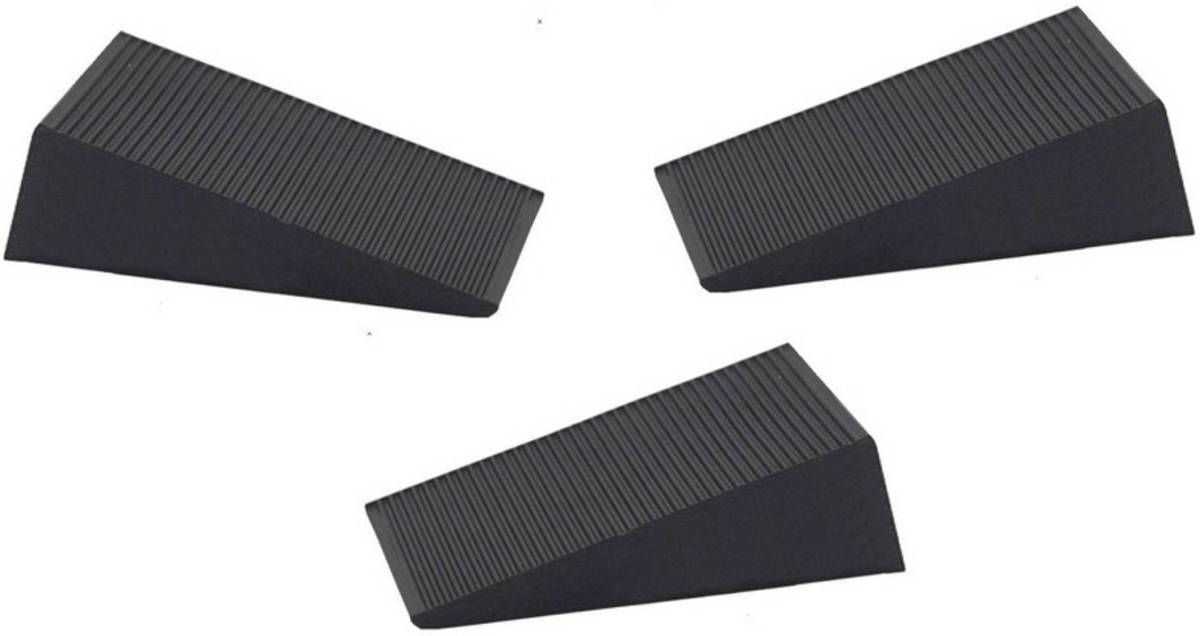 Shoppartners 3x Deurstopper / Deurwig Rubber - Zwart - 16 Mm - Wig