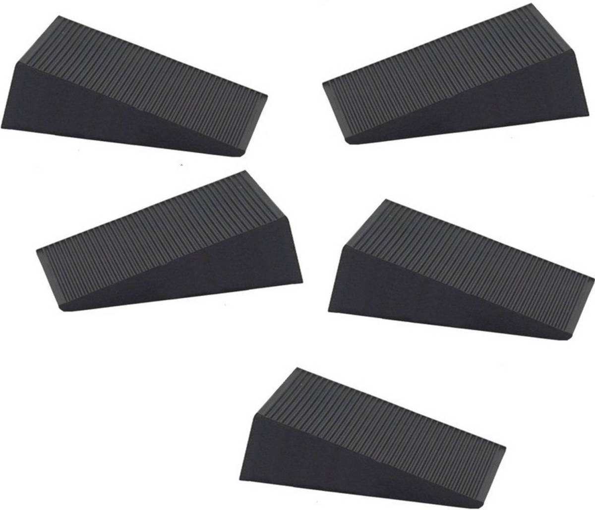 Shoppartners 5x Deurstopper / Deurwig Rubber - Zwart - 16 Mm - Wig