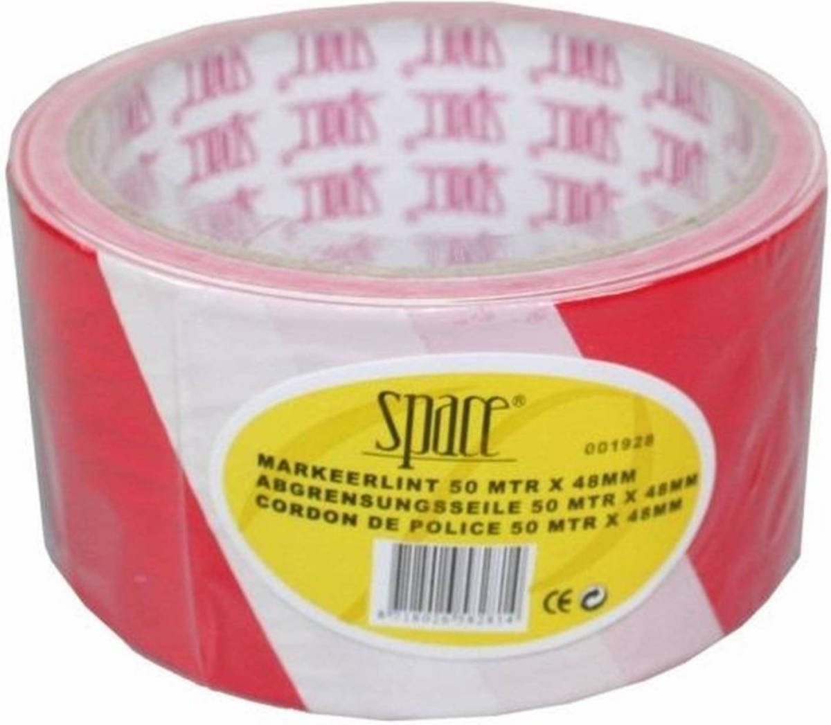 Shoppartners 50 Meter Markeerlint / Afzetlint Wit Met Rood - Markeerlinten