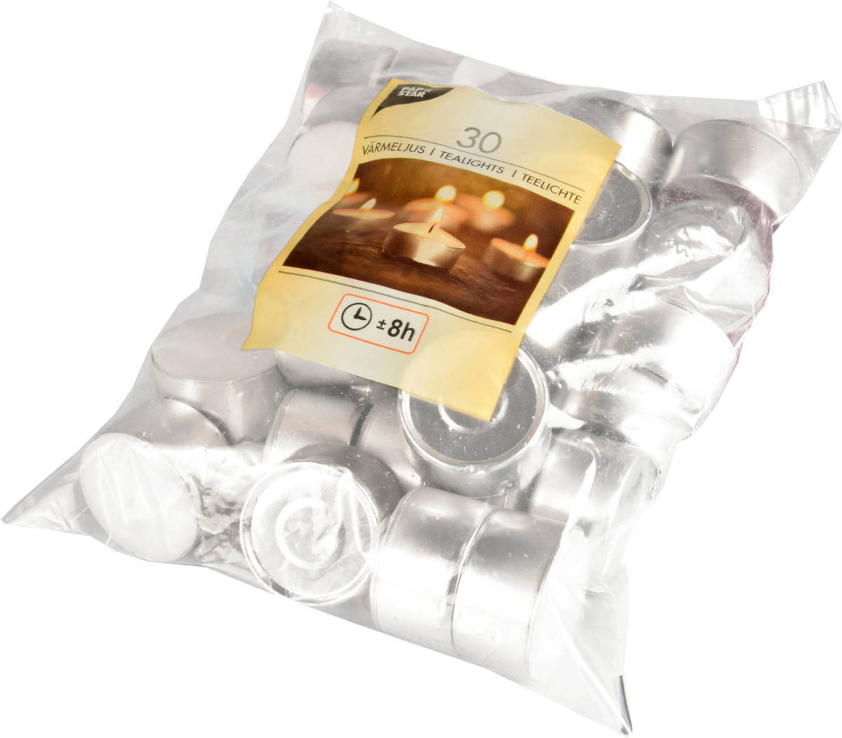 Shoppartners 30x Stuks Waxinelichtjes/theelichten 8 Branduren - Waxinelichtjes