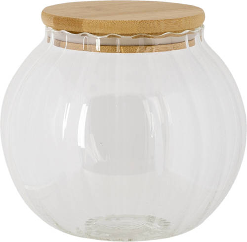 Clayre & Eef Voorraadpot Deksel Ø 13*14 Cm Transparant Glas Rond