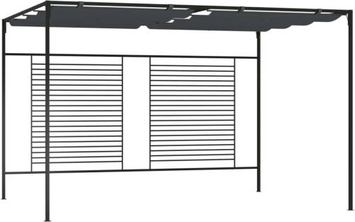 VidaXL Prieel Met Uittrekbaar Dak 180 G/m² 4x3x2,3 M Antracietkleurig