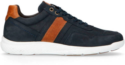 No Stress nubuck sneakers donkerblauw/cognac