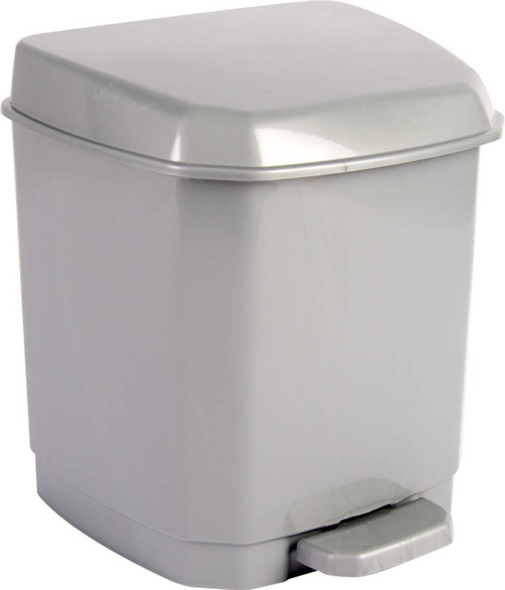 Hega Hogar 1x Grijze Pedaalemmer Vuilnisbakken/prullenbakken 7 Liter 26 Cm - Prullenbakken