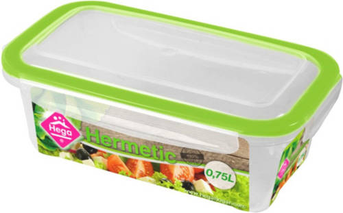 Hega Hogar 1x Voorraad/vershoudbakje 0,75 Liter Transparant/groen Plastic - Vershoudbakjes