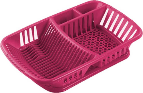 Hega Hogar Afwas Afdruiprek Fuchsia Roze Met Lekbak 52 X 33 X 11 Cm - Afdruiprekken
