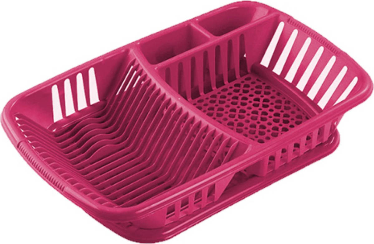 Hega Hogar Afwas Afdruiprek Fuchsia Roze Met Lekbak 52 X 33 X 11 Cm - Afdruiprekken