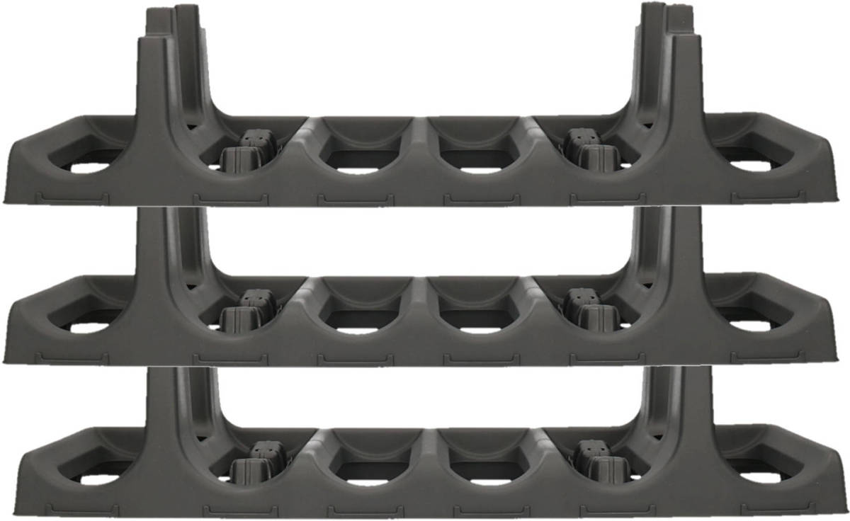 Shoppartners Set Van 3x Stuks Kunststof Wijnrek/flessenrek Voor 6 Flessen Grijs L60 X B22 X H14 Cm - Wijnrekken