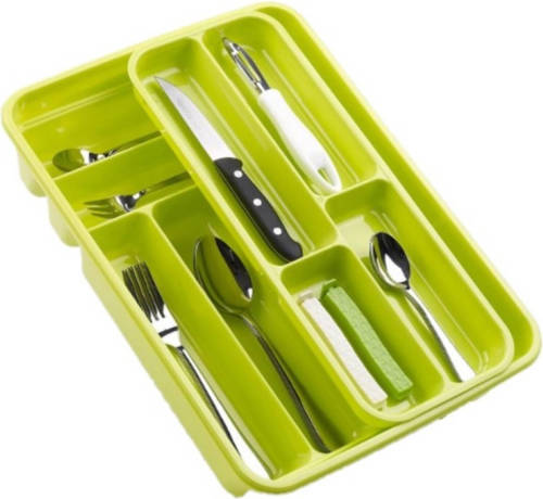 Forte Plastics Bestekbak/bestekhouders 2 Lagen Lime Groen L40 X B30 X H7 Cm - Bestekbakken