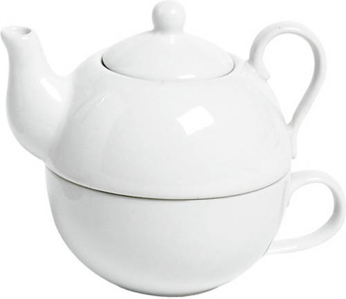 Cosy and Trendy Porseleinen Theepot Set Met Kopje Wit 250 Ml - Theepotten