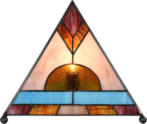 Clayre & Eef Lumilamp Tiffany Tafellamp 26*26*30 Cm Bruin Glas Tiffany Bureaulamp Tiffany Lampen Glas In Lood Bruin Tiffany