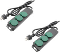 Lumineo 2x Stuks Stekkerdozen 3-voudig Voor Buiten Gebruik 1,5 Meter Snoer - Stekkerblokken