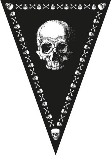 Bellatio Decorations Piraten Doodshoofd Thema Vlaggetjes Slinger/vlaggenlijn Zwart Van 5 Meter - Vlaggenlijnen