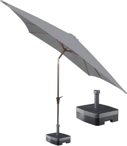 Kopu ® Vierkante Parasol Malaga 200x200 Cm Met Voet - Light Grey