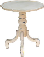 Clayre & Eef Bijzettafel Ø 65*73 Cm Wit Hout Rond Side Table Tafeltje Wit Side Table Tafeltje