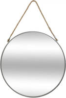Atmosphera Spiegel/wandspiegel Rond D55 Cm Metaal Grijs Met Touw - Spiegels
