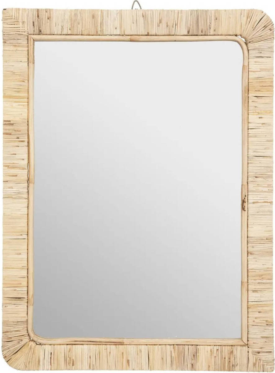 Atmosphera Spiegel/wandspiegel Rechthoek 60 X 40 Cm Rotan Beige - Spiegels