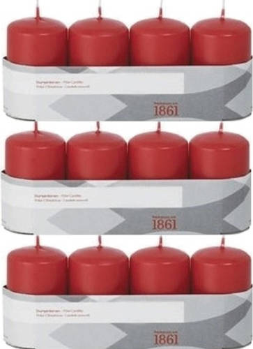 Shoppartners 12x Kaarsen Rood 5 X 8 Cm 18 Branduren Sfeerkaarsen - Stompkaarsen