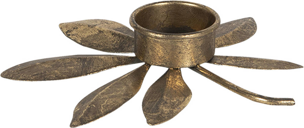Clayre & Eef Kandelaar 16*15*2 Cm Goudkleurig Ijzer Kaarsenstandaard