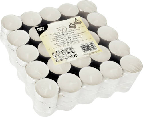 Shoppartners 100x Stuks Waxinelichtjes/theelichten 4 Branduren - Waxinelichtjes