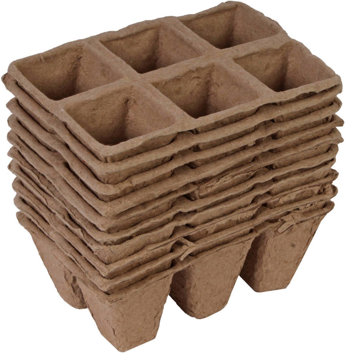 Shoppartners 10x Stuks Houtvezel Kweekpotjes/stekpotjes Trays Met 6 Vakjes 5 X 5 Cm - Stekpotjes