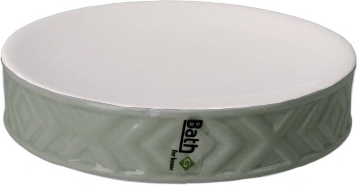 Shoppartners Zeephouder/zeepbakje Groen/wit Keramiek 10 Cm - Zeephouders